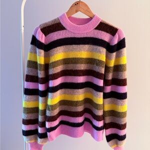 Ganni Colorful Striped Crew Neck Sweater